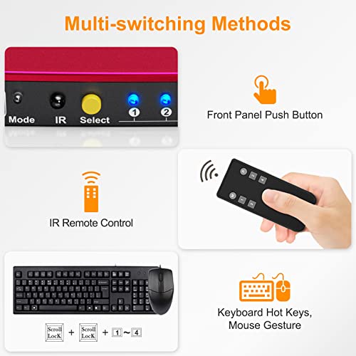 TESmart KVM Switch DisplayPort, 4 Port KVM Box, UHD 4K60Hz RGB 444
