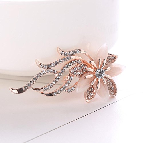 Alonea Brooch Pins, Flowers Crystal Rhinestone Retro Bronze Lapel Pin Brooches Collar (Pink ❤️)