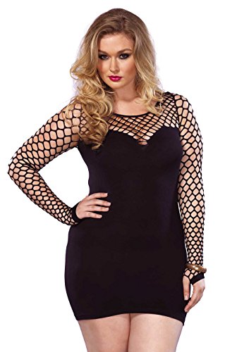 UPC 714718500560, Leg Avenue Women&#39;s Plus Size Seamless Mini Dress with Diamond Net Bodice and Sleeves, Black, One Size