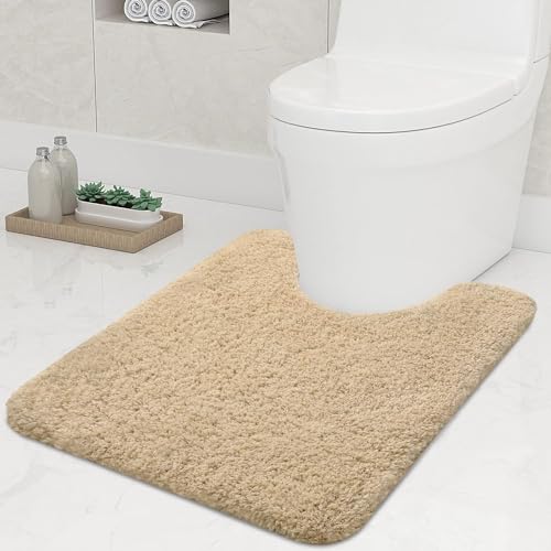 smiry U-Shape Toilet Mat, Extra Soft Pedestal Mat for Toilet, Absorbent Microfiber Toilet Bathroom Mats, 50 x 60 cm, Beige — image 1