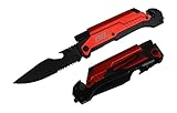 Rogue River Tactical NEW Knives Red 7-in-1 Multitool Survival Pocket Knife with Magnesium Fire Starter, LED Flashlight Bottle Opener Seat Belt Cutter and Windows Breaker (Red)