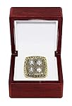 PITTSBURGH STEELERS (Terry Bradshaw) 1979 SUPER BOWL XIV WORLD CHAMPIONS Vintage Rare & Collectible High-Quality Replica NFL Football Gold Championship Ring with Cherrywood Display Box