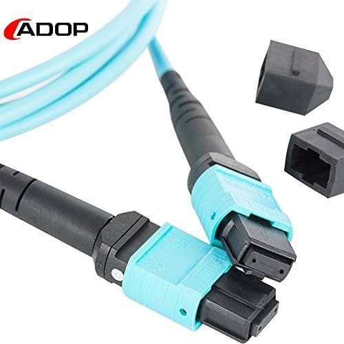 ADOP MPO-MPO Patch Cord, 10 ft (3M) OM3 Multi Mode Fiber, 12-core Fibers, Type B, for QSFP+Transceivers MTP Compatible Application