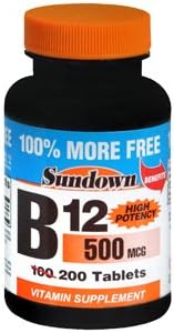 Sun Down Vitamin B-12 500MG 100+100 200Tablets