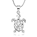 Chuvora 925 Sterling Silver Sea Turtle Filigree Animal Pendant Necklace, 18 inches - Nickel Free