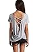SheIn Women's Draped Crisscross Back T-Shirt Tee Top Medium Grey