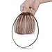 Stamped Glorious Real Human Hair Clip on Air Bangs Hairpieces for Women Flat Bangs with Temples(Color:Light Brown)