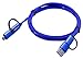 4 in 1 multi-use phone charging data cable, blue cloth weave data cable, support for all Android phone charging and USB2.0 data transmission, line length 5ft / 1.5m, QiCheng & Start