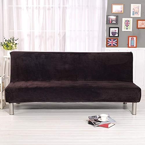 winterswet Solid Colour Armless Sofa Thicker Plush Sofa Cover All-inclusive Folding Stretch Sofa Slipcover Sofa Bed Without Armrest