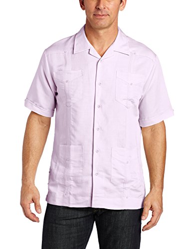 Cubavera Men's Short Sleeve Traditional Guayabera Shirt, Orchid Petal, Small