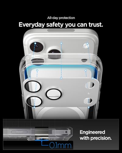 Spigen GLAStR EZ-Fit Optik Pro XL for iPhone 17 Pro MAX Camera Lens Protector [1 Pack] - Silver | Silver, 9H hardness, tempered glass, individual lens protection, precise lens cutouts, flash safe, crystal clear