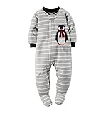 Carters Baby Boys 1-Piece Fleece PJs Penguin Stripe Grey 18 Months