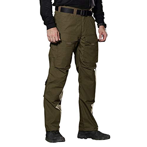 FREE SOLDIER Outdoor Men Teflon Scratch-Resistant Pants Four Seasons Hiking Climbing Tactical Trousers(Dark Green 36W/31.5L)