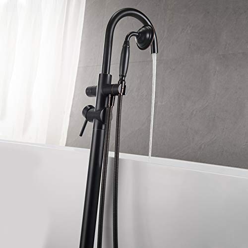 Wowkk Tub Filler Freestanding Bathtub Faucet Oil Rubbed Bronze Floor