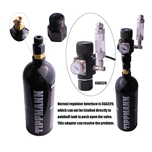 FZONE CO2 Paintball Tank Adapter for CGA320 Standard Aquarium CO2 Regulator - Thumbnail 3