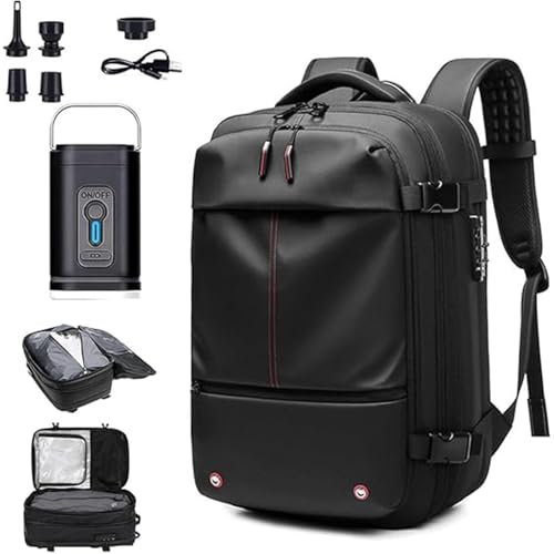 NovalLife Air Backpack, Vacuum Backpack,60L Expandable Vacuum Compression Bag, Water Resistant Expandable Vacpack with Vacuum Compression,Anti Theft Backpack （ with Vacuum Pump）