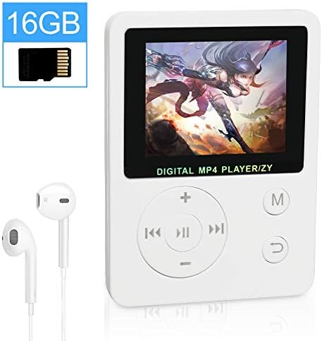 THUNDERGOD Portable MP3 Player 16GB MP4 Player 1.8’’ LCD Digital Music Player with HiFi Sound Earphones Support Video Radio E-Book Recorder Picture