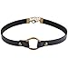 Jane Stone Vintage Gothic O-ring Link Black PU Leather Collar Choker Necklace 90s Style Punk Featuring Jewelry(Fn1807)