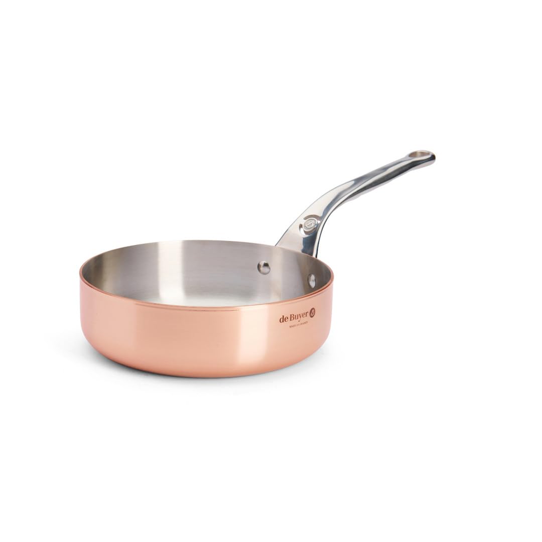 De Buyer 6430.20 Inocuivre Straight Sauté Pan, 2 mm Thick, 20 cm Diameter