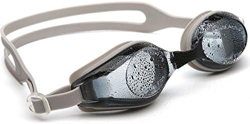 VIENNAGE Kids and Adult Swim Goggles,Classic Anti-Glare Lens - 3 Piece Adjustable Nose Bridge UV Protection, 100% Silicone, Hypoallergenic, Waterproof, Soft, Comfortable. (Gray)