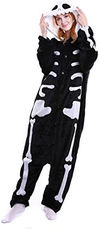 Kigurumi Costume Cosplay Sleepsuit Cartoon Lounge Wear Pajamas Halloween Pajamas (M, Skull)