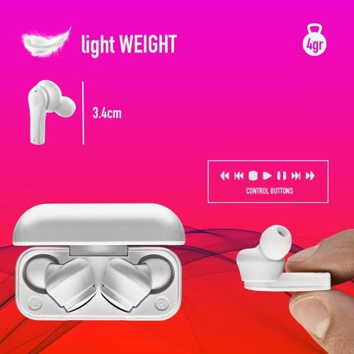 ARTICA Bloom White - Auscultadores sem fios Compatíveis com tecnologia Bluetooth e TWS, base de carregamento, autonomia 24h, microfone, controlo tátil.