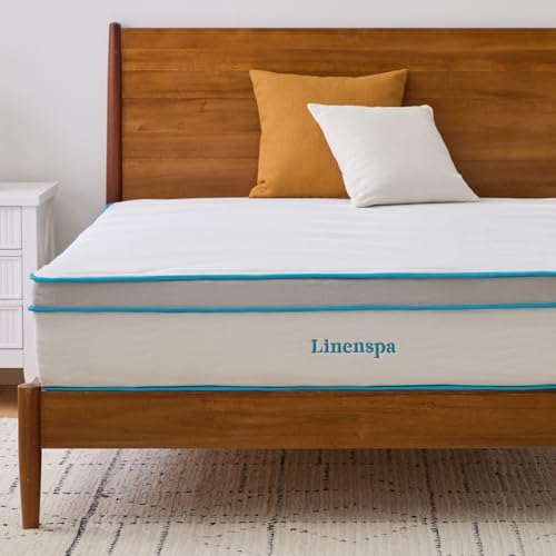 Linenspa 12 Inch Memory Foam and Spring Hybrid Mattress - Medium Plush Feel - Bed in a Box - Pressure Relief and Adaptive Support - Breathable - Cooling - Primary Bedroom - Twin Size