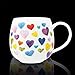 Cute Mugs Colorful Heart Shaped Ceramic Coffee Mug Cups, 13oz Fine Bone China Heart Mug Perfect Birthday Gifts Christmas Mugs for Women Mom Friends Coworker Boss