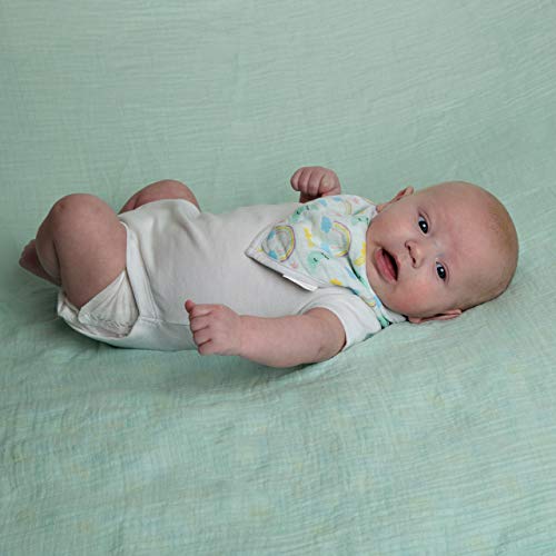Baby Muslin Swaddle Blankets with Matching Dribble Bibs | Premium Cotton Swaddle Blanket | Set of 4 | Large 47 x 47 inches | Cute Unicorn/Rainbow Designs by Little Tinkers World