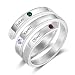 LanM Personalized Mothers Rings for 3 Simulated Birthstones BFF Wrap Name Rings for Women Promise Rings for Her Free Engraving Sisters Friends Rings for Girl (Sliver with 3 Stone Style, 8)