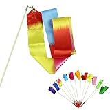 Voberry Nice Cute Dancing Ribbon Streamer Gym Rhythmic Rod Art Gymnastic Ballet Twirling Stick 4M (Color)