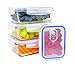 [Premium 4 Sets] Glass Meal Prep Food Storage Container with Snap Locking Lid, Glass Meal Prep Containers BPA-Free, Airtight, Microwave, Oven, Freezer