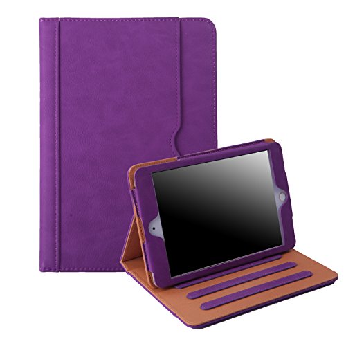 HDE iPad Mini 4 Case with Stand - Slim Executive Leather Folio Cover Auto Sleep Wake Feature for 4th Generation Apple iPad Mini 4 (Purple)