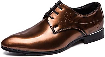 TAZAN Pointed Scalp Shoes Men's Bright Leather lace Dress Summer Hair Stylist Party Nightclub Wedding Shoes Breathable wear