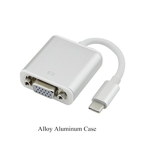 JoyNano USB 3.1 Type-C to VGA Adapter Supporting 1080P Resolution for HDTV Projector Monitor (USB-C & Thunderbolt 3 Port Compatible) Aluminium Alloy Case Silvery