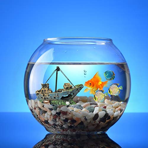 Magicwolf Aquarium Shipwreck Decoration Set Resin Sinker Fish Tank