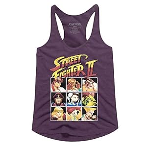 Street Fighter 8Bit Aubergine Heather Womens Racerback Tank Top Tee