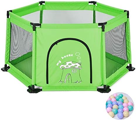 LXYFMS Children's Playpens, Indoor Home Baby Infant Safety Fence, Toddler Anti-fall Playground Toys House Child protection fence (color : Green, Size : Playpen+200 balls)