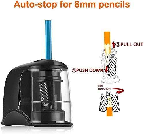 SMARTRO Electric Pencil Sharpener Best Heavy Duty Helical Steel Blade for Artists Kids Adults Colored Pencils - Thumbnail 4