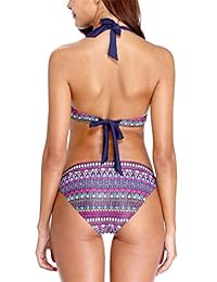 ALove traje de baño de 2 piezas para dama con aros en la parte delantera, bikini