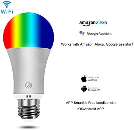 Hot Smart WiFi Bulb Colour Changing Remote Control by Smartphone IOS &amp; Android Compatible with Alexa (Silver)