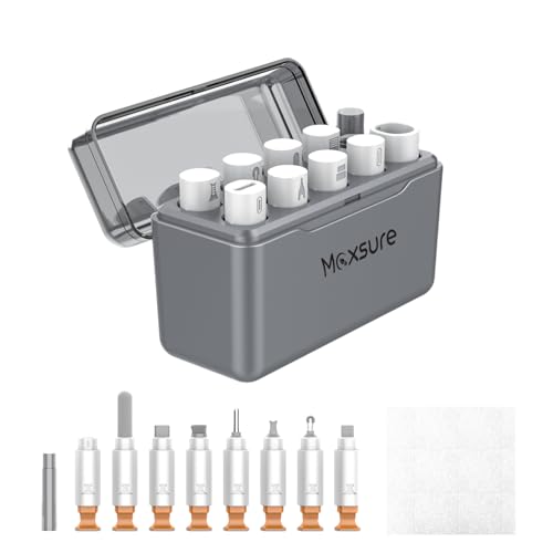 12 in 1 Phone Cleaning Kit, Airpod Cleaner Kit, iPad/Phone Charge Port Cleaning Tool, Safely Clean Lightning Cable and Connector to Fix Unreliable Charging,Easy to Store and Carry, Grey