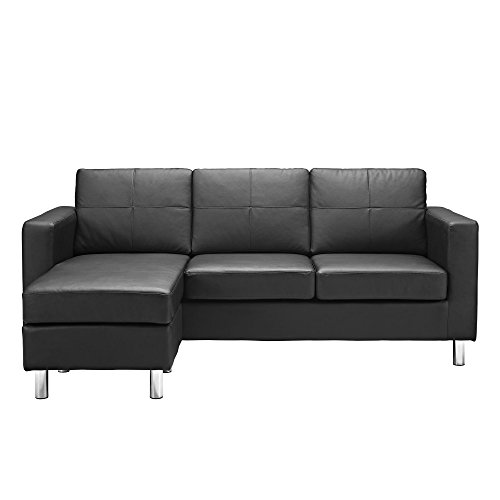 Small Spaces Configurable Sectional Sofa, Black - Thumbnail 2