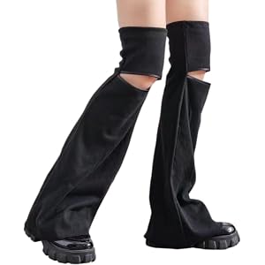 SwankSo Women's Y2K Slouchy Flared Leg Warmers Sweet Anime Leg Sleeve Slimming Stretchy Over Knee Leg Socks