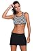 EVALESS Women's Solid Black Waistband Skirted Bikini Bottom Swimdress Medium Size