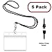 Mifflin-USA Adjustable Safety Lanyards with Horizontal ID Name Badge Holders (Black, 3.5x2.25 Inch, 5 Pack), Clear Plastic Pouch with Soft, Detachable Lanyard
