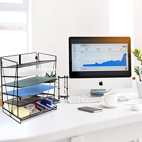Veesun Desk Organizer,Desktop File-Organizer Letter Paper Tray Holder,6-Tier,Black - Thumbnail 2
