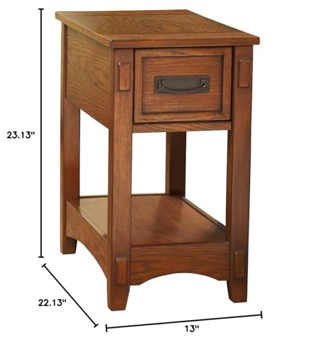 SIGNATURE DESIGN BY ASHLEY BREEGIN NEW TRADITIONAL WOODEN CHAIR SIDE END TABLE WITH 1 DRAWER AND 1 FIXED SHELF, BROWN