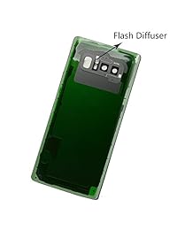 Nuevo maygadget para Samsung Galaxy Note 8 Note8 (All Carriers) Panel trasero True vidrio de carcasa trasera de repuesto w calcomanía impermeable, cámara trasera cubierta de lente y difusor de flash, Negro