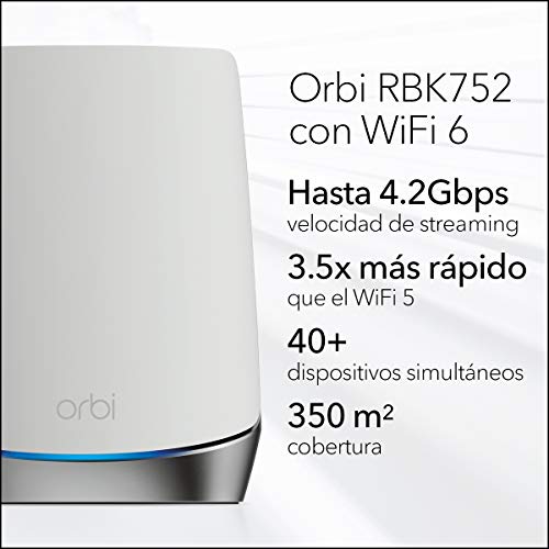NETGEAR-Orbi-Mesh-WiFi-6-RBK752-sistema-tribanda-compuesto-por-1-router-y-1-extensor-satelite-Cobertura-de-hasta-350-m-y-mas-de-40-dispositivos-AX4200-hasta-42-Gbps